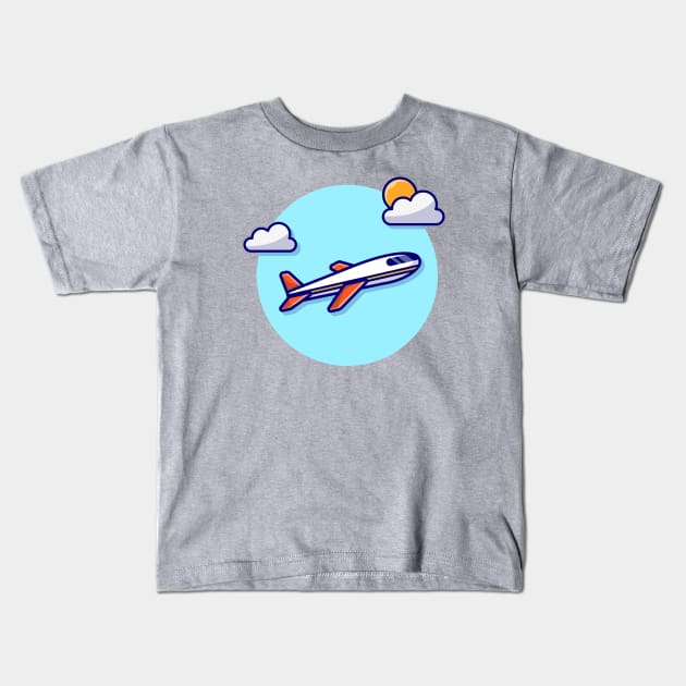 Plane Cartoon Vector Icon Illustration Kids T-Shirt by Catalyst Labs